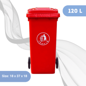 120L Plastic Industrial Dustbin-Red