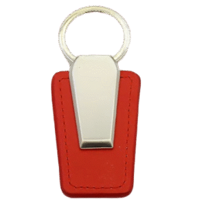 Red Leather & Metal Executive Keychain