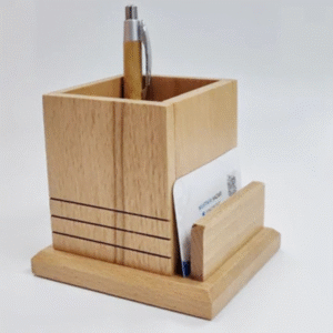 Wooden Table Organizer Pen Holder with Card holder - 011