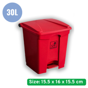 30L Red Plastic Pedal Dustbin