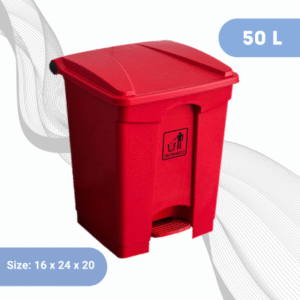 50L - Plastic Pedal Dustbin Red