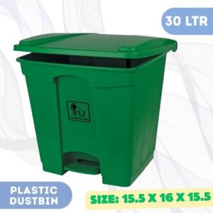30L Green Plastic Pedal Dustbin