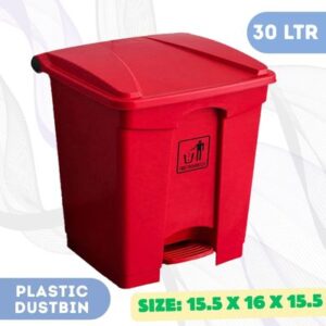 30L Red Plastic Pedal Dustbin