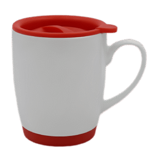 Bone China Mugs - Red Lid & Base
