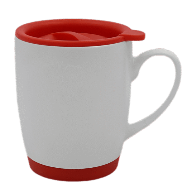 Bone China Mugs - Red Lid & Base
