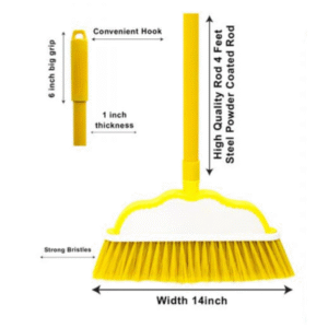 Yellow Floor Broom with Metal Rod