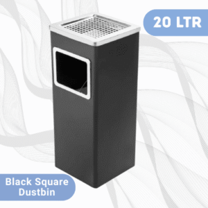 Black Square Stainless Steel Dustbin with Ashtray