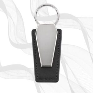 Black Leather and Metal Key Chain