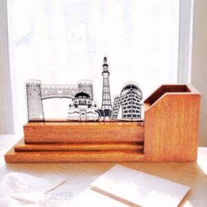 Wooden Desk Pen Holder