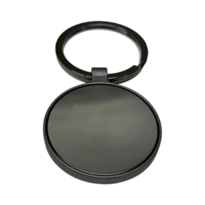 Black Round Metal Keychain